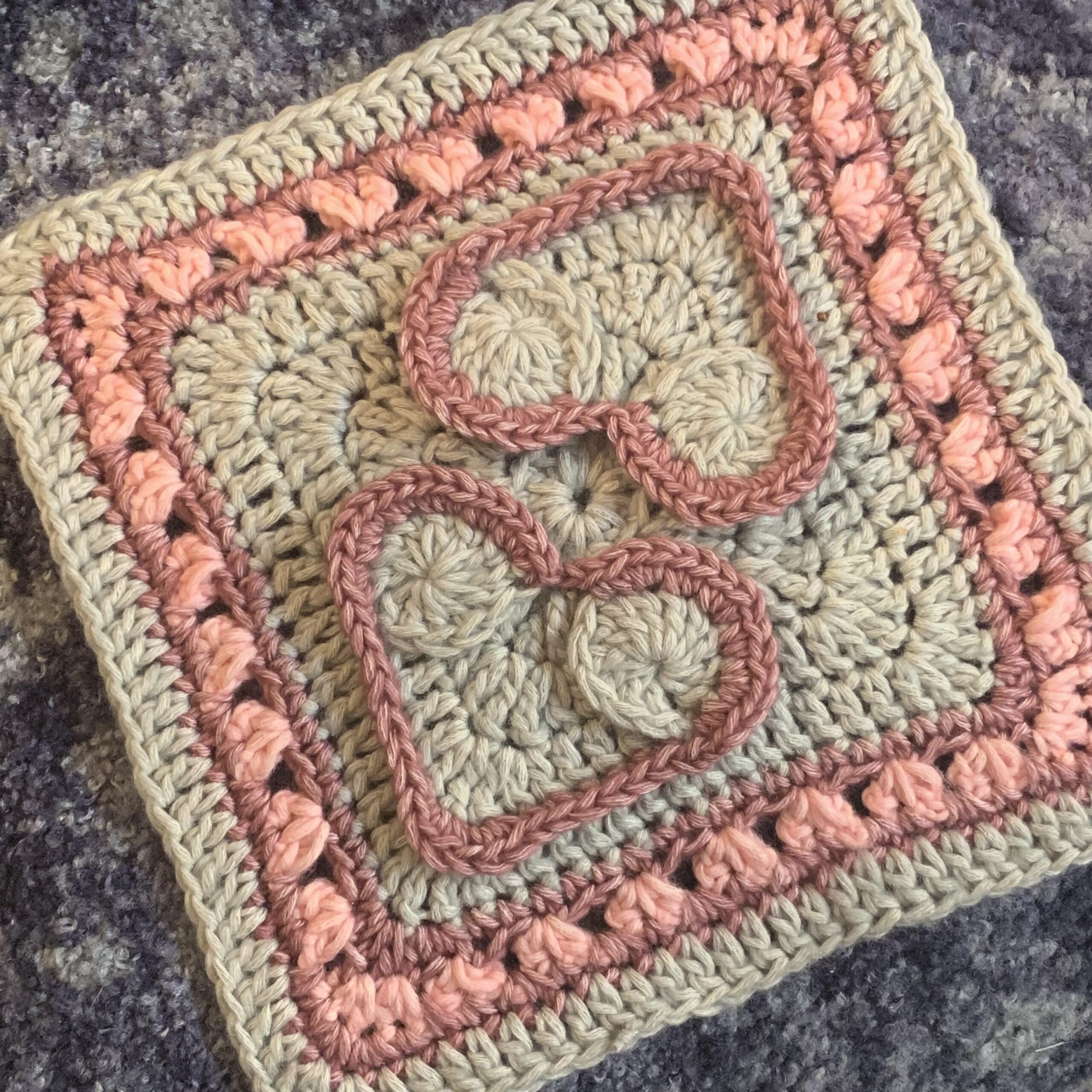 Square Blocks Loop Stitch Crochet Rug Pattern Contemporary